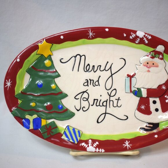Fitz and Floyd Merry and Bright Christmas Plate - Picture 1 of 4